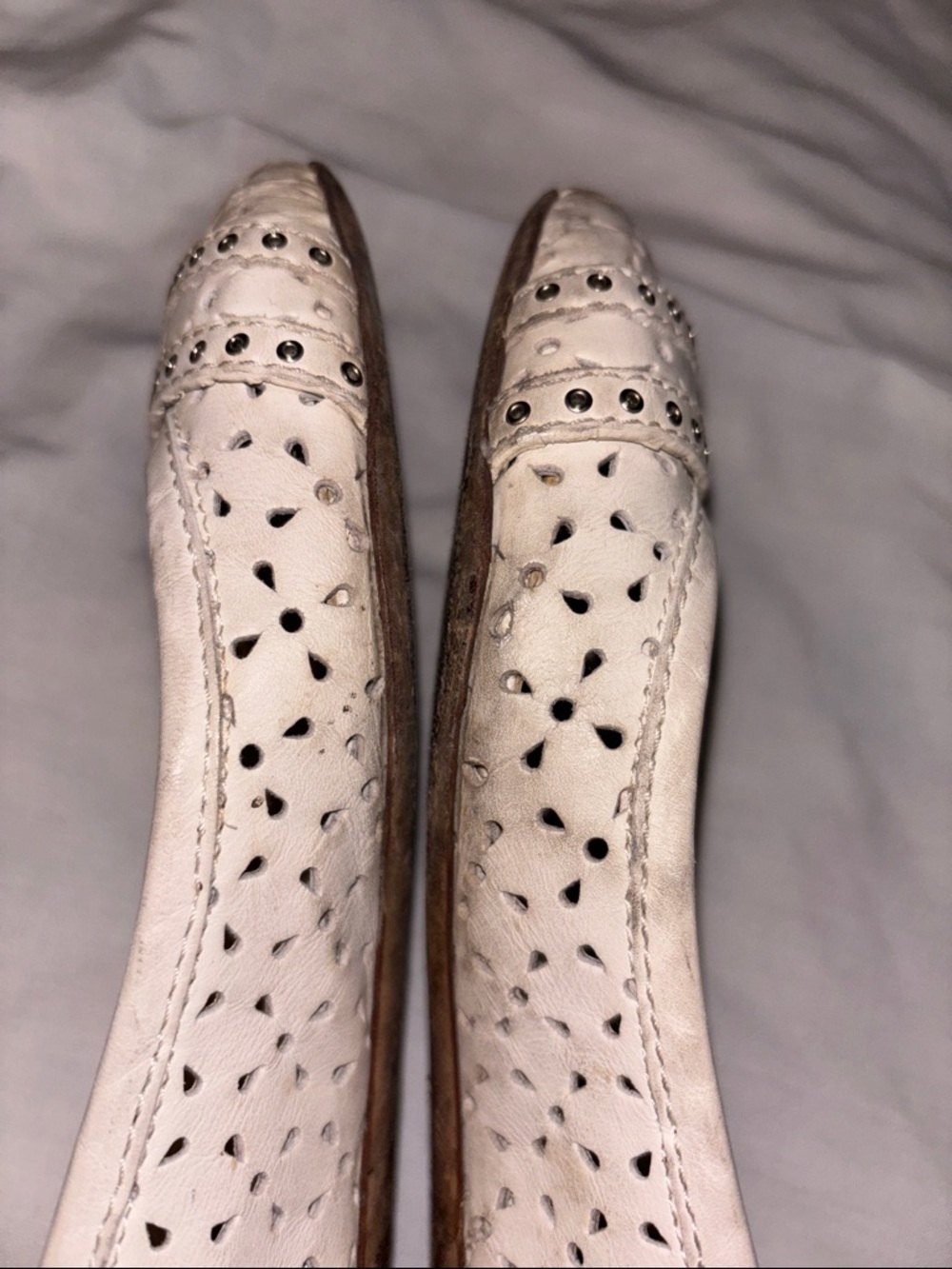 Christian Dior Women’s Cream Perforated Buckle Flats - Picture 8 of 11